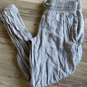 ATHLETA Women’s Size 6 Gray Linen Jogger Pants Drawstring recycle